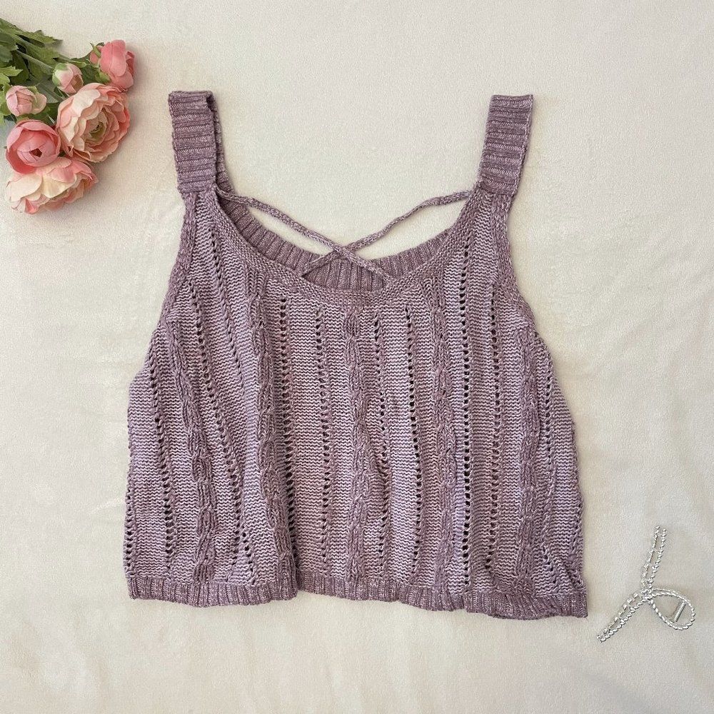 Hollister Purple Knit Cropped Tank Top